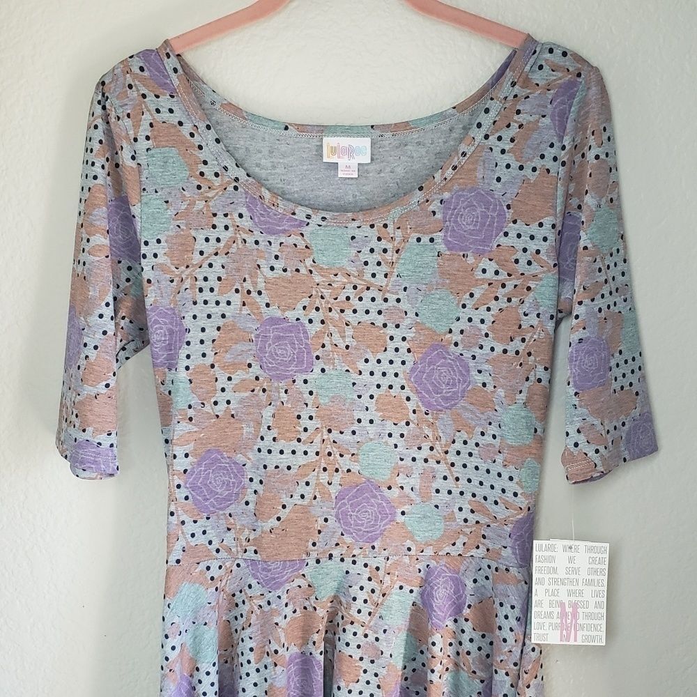 NwT Lularoe "nicole" lilac Rose polka dress